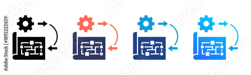 Reengineering Consistent and versatile vector icons illustrating essential concepts in various styles