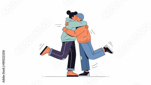 Two People Hugging in Warm Embrace.