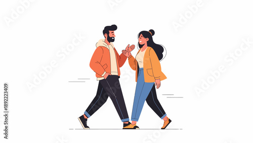 Two people wearing masks walking together.