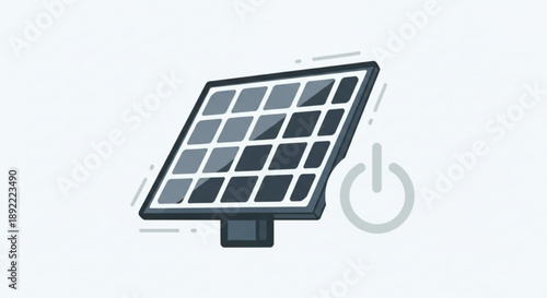 Solar Panel Isolated on White Background Renewable Energy Power Button
