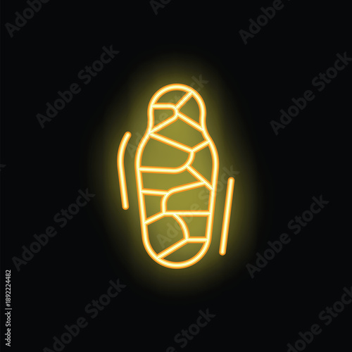 Glowing neon sign showing a mummy on a black background is perfect for halloween decoration