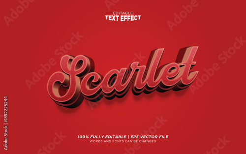 Editable vector text effect with typography in a scarlet color on a red background