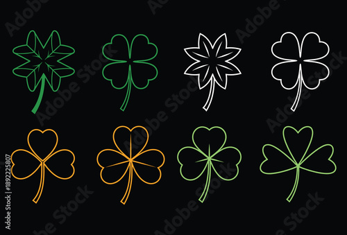 St patrick's day shamrocks and four leaf clovers neon signs
