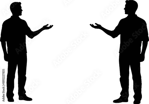 Two men in silhouette engaged in conversation