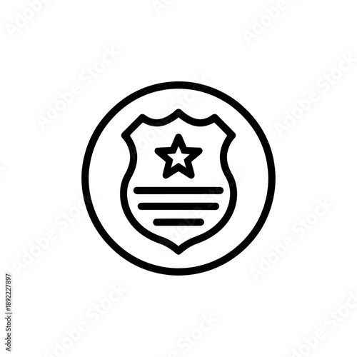 Police badge icon in circle isolated on transparent background