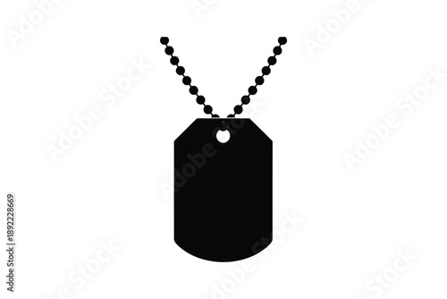 Military dog tag necklace silhouette for soldier identification and army veteran remembrance