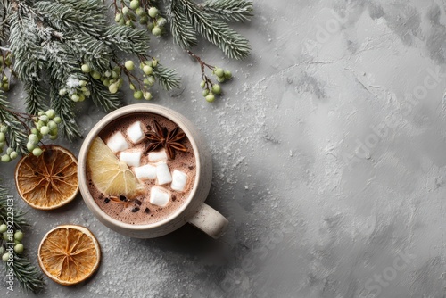 Winter Hot Chocolate with Festive Decor