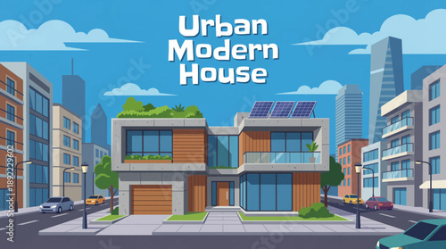 urban house integrated into a city environment, showcasing smart design, efficient space usage, and modern metropolitan lifestyle
