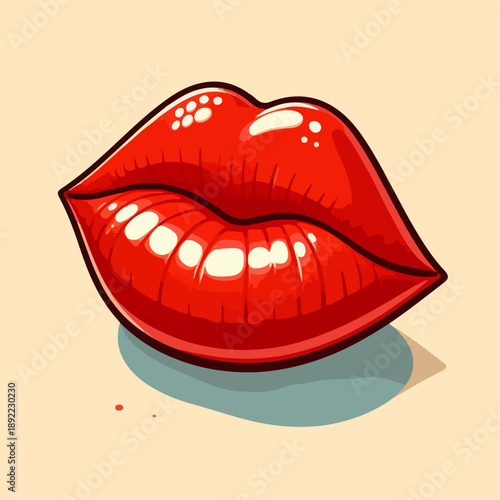 Cartoon vector illustration of red lips