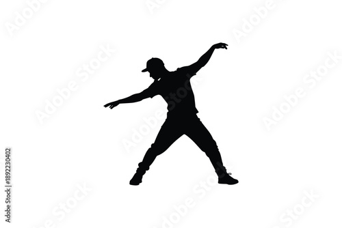 Black silhouette of a dancer in motion on a white background