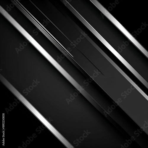 Sleek abstract design with diagonal black bars and metallic stripes