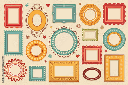 Retro With Decorative Frame Shap Creative Visual Suitable for Design