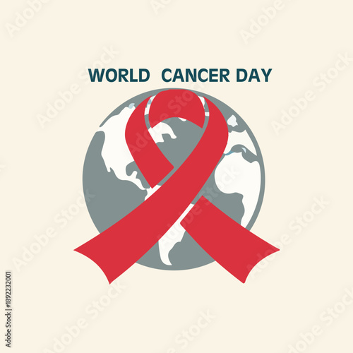 World Cancer Day poster promotes awareness hope strength early detection support worldwide

