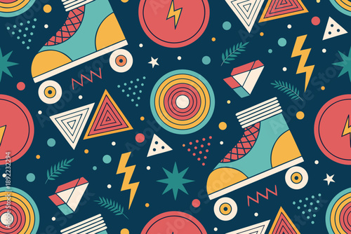 Featuring Seamless With Retro Inspired Shapes Crisp Professional Photo