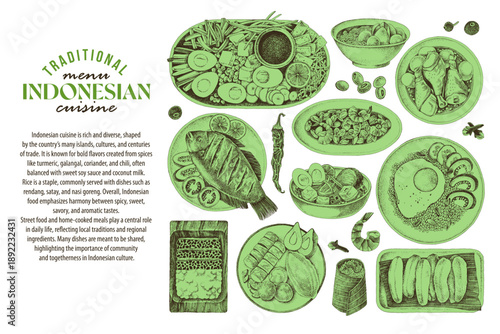 Indonesian food traditional cuisine vector