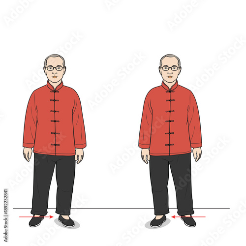 Quadro em tela Tai Chi Weight Shifting Illustration – Balance and Rooting Exercise