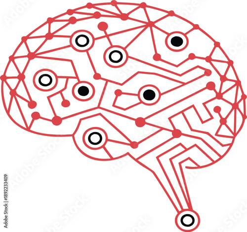 Innovative brain circuit with glowing nodes and connections