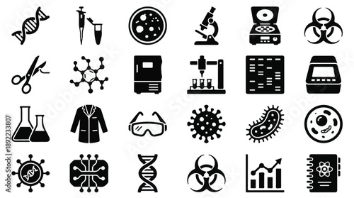 Science and Laboratory Research Flat Design Icon Set