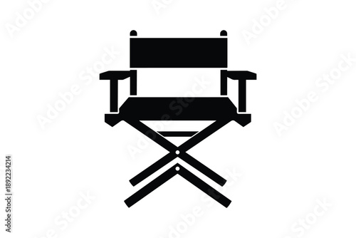 Black silhouette of a director's chair on a white background studio shot