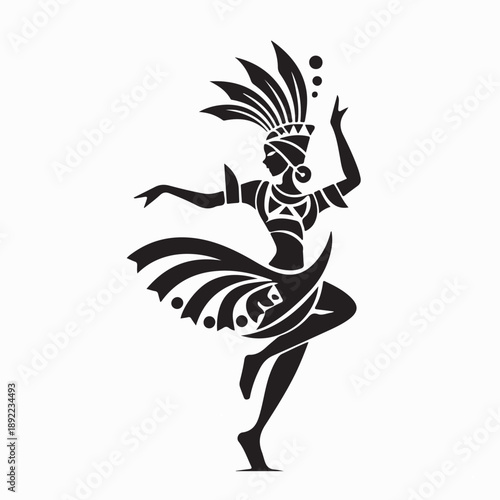 Brazil carnival party logo icon with samba dancer on white background