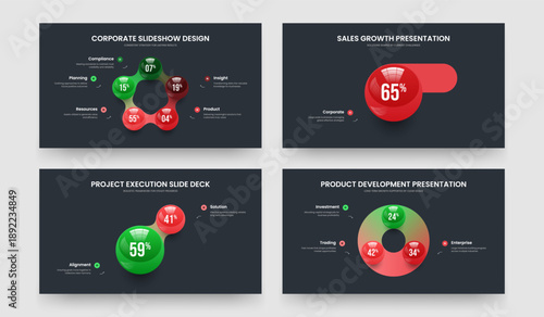 Elegant Briefing 5 1 2 3 Element Diagram Slideshow Template Bundle. Colorful Strategy Five One Two Three Step Infographic Frame Design Vector Illustration Collection.