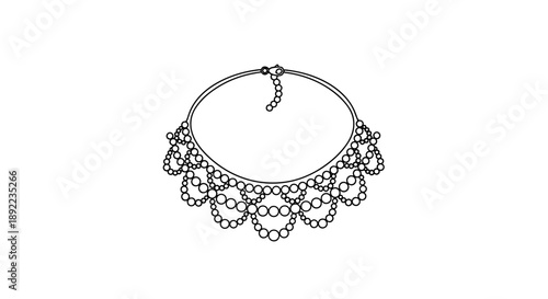 Elegant beaded collar necklace with intricate design isolated on white background, featuring delicate loops and ornate detailing
