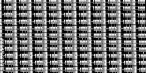 Background is seamless. Black and white abstraction. Geometric shapes squares, rectangles, straight lines with shadows. 3d plaster.