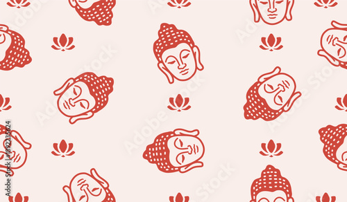 Cute buddha seamless pattern background