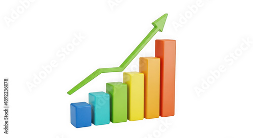 Vibrant 3d bar chart with upward green arrow illustrating business growth and success, isolated on transparent background Free Download Vibrant 3d bar chart with upward green arrow illustrating business growth and success, isolated on transparent background - GFXLoad