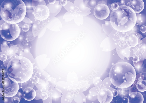 桜シャボン背景、紫、かわいい、イラスト