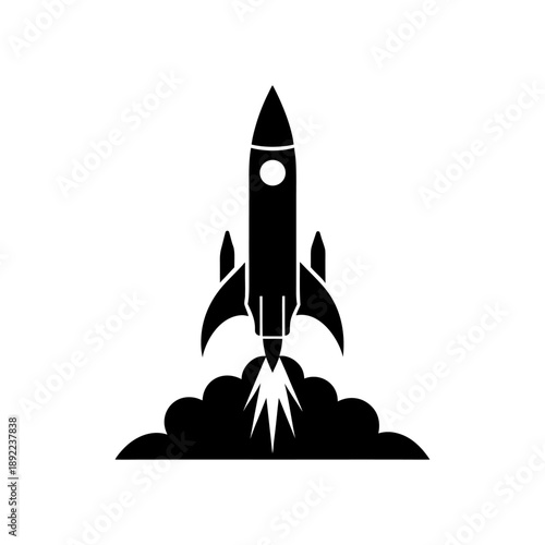 Space Rocket Launch Vector Symbol.