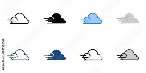 Fog icons set multiple style collection. Editable stroke 
