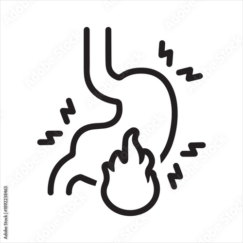 Black line icon for upset digestion