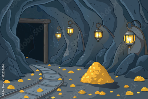 Gold Ore Nuggets Cave Mining