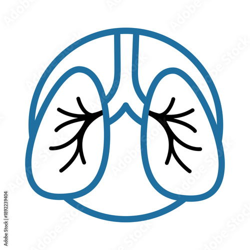 Lung cancer or tuberculosis icon Cerulean colors from the set of icons for World Cancer Day