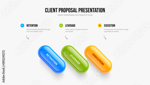 Marketing Development Three Option Diagram Slideshow Design. Creative Campaign 3 Step Infographic Slide Template. Product Profile Frame Layout Vector Illustration.