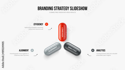Company Analysis Slide Template Vector Illustration. Corporate Growth 3 Step Diagram Slideshow Layout. Marketing Overview Three Option Infographic Presentation Design.