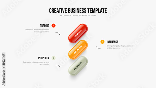 Corporate Analysis 3 Step Infographic Slide Template. Market Solution Presentation Design Vector Illustration. Investor Plan Three Element Diagram Frame Layout.