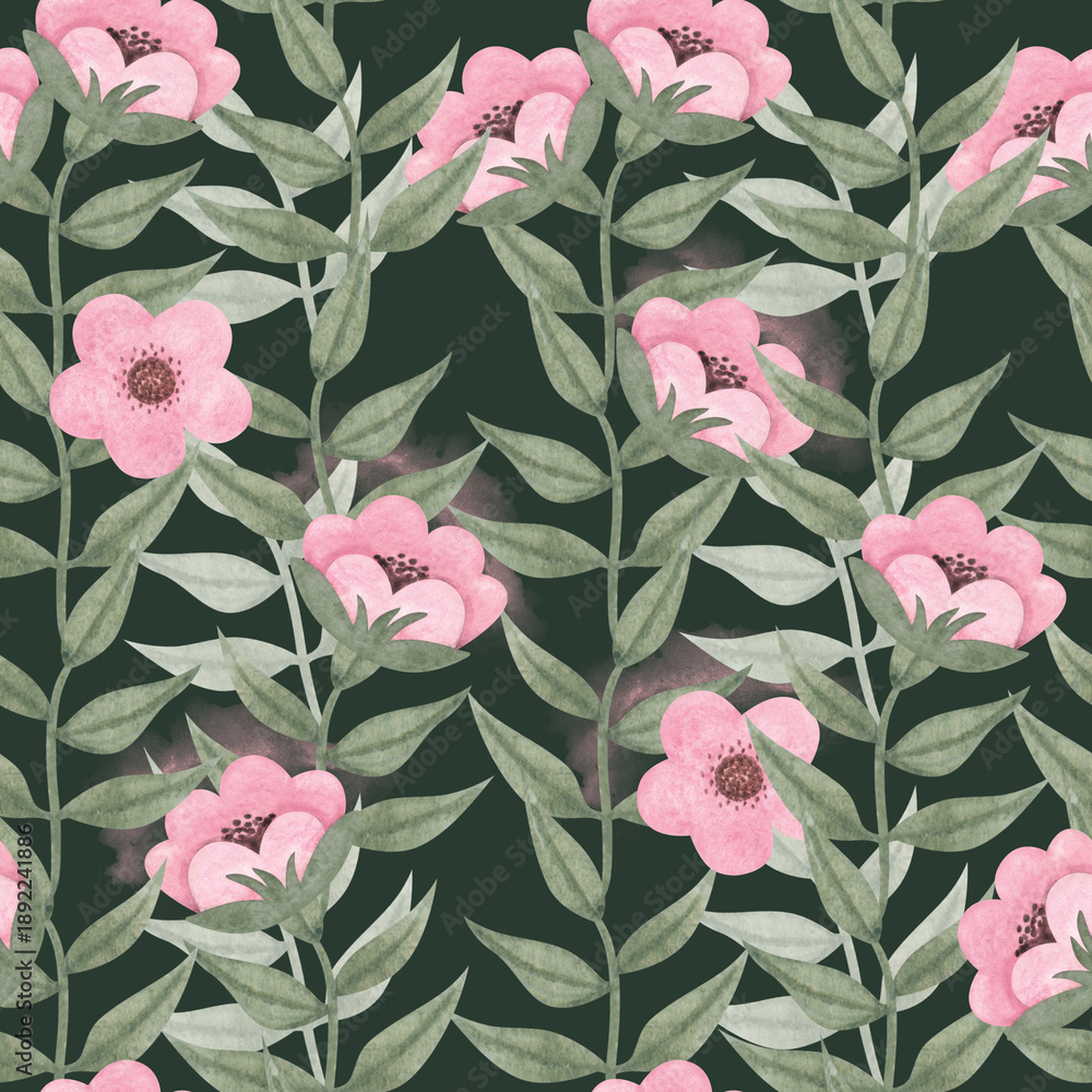 Φωτογραφία Pink Flowers With Green Background
