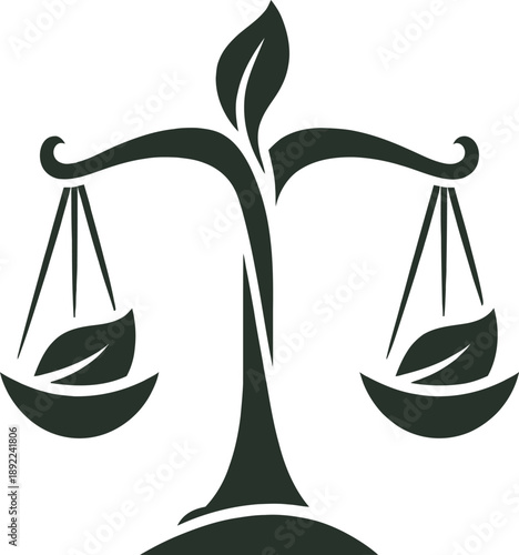 WebEco Justice Scale Silhouette – Law and Nature Balance Vector Icon