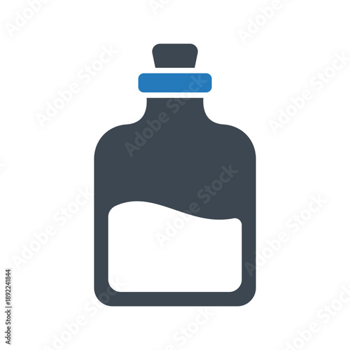 Vintage glass bottle with cork stopper icon