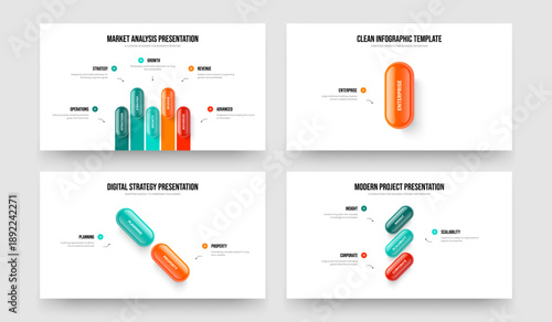 Financial Strategy Five One Two Three Element Diagram Presentation Design Vector Illustration Collection. Professional Forecast 5 1 2 3 Option Infographic Frame Layout Bundle.
