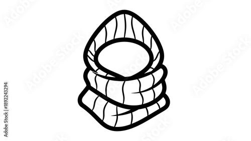 Simple black and white illustration of a scarf