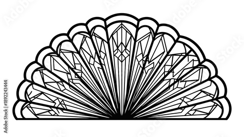 Art deco style fan design on white background