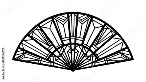 Geometric patterned fan design on white background