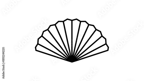 Simple black hand fan illustration on white background