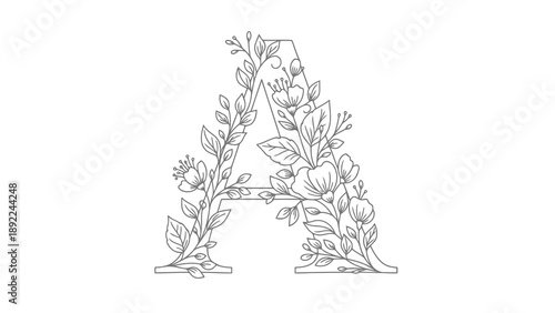 Floral alphabet letter a illustration