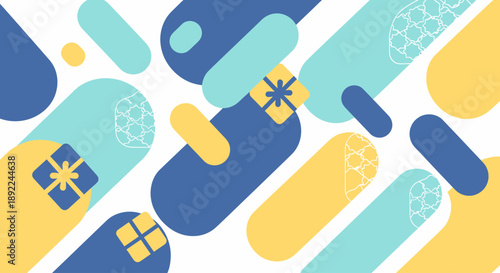 Modern Abstract Pattern Featuring Gift Boxes, an Ideal Background for Ramadan Promotion and Festive Seasonal Marketing Campaigns