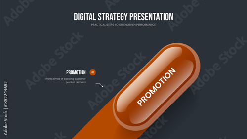Market Analysis 1 Step Infographic Presentation Design. Professional Profile Frame Layout Vector Illustration. Digital Portfolio One Option Diagram Slide Template.