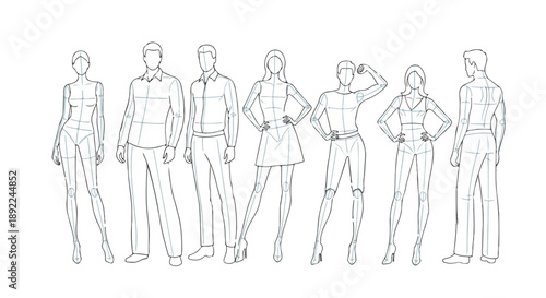 Fashion Croquis Template Set for Male and Female Design